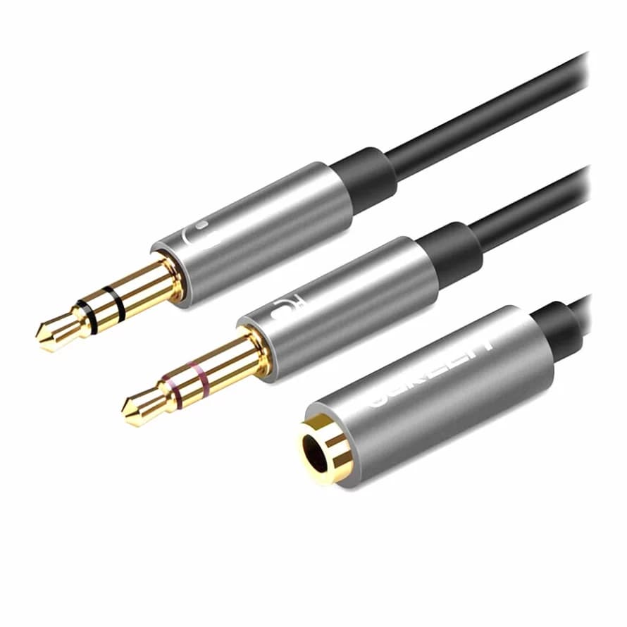 کابل تبدیل 1 به 2 صدا 3.5 میلی متری یوگرین مدل AV140 طول 0.2 متر