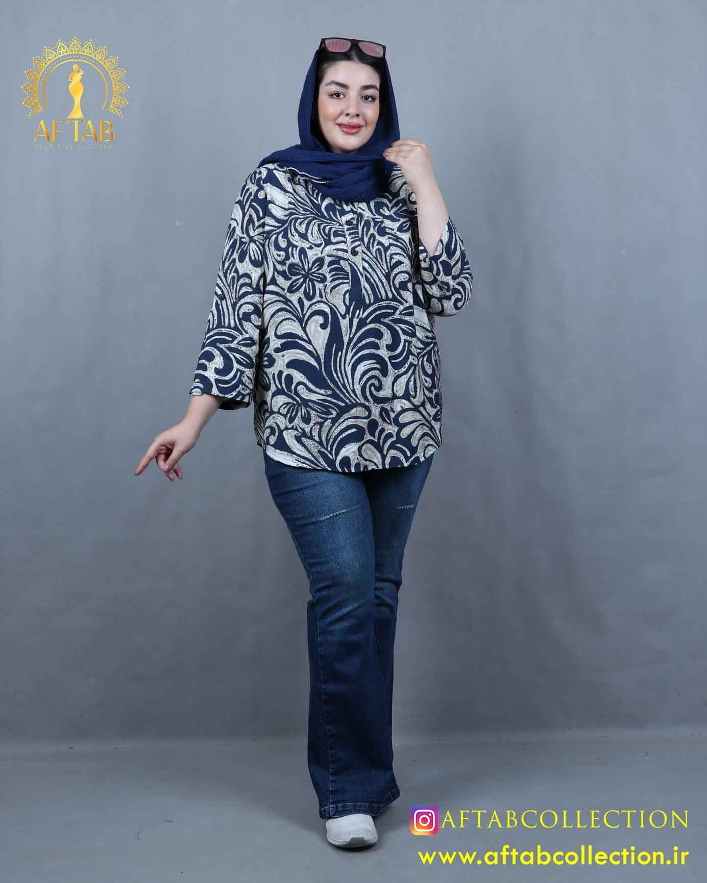 مانتو سوفیا یقه ایستاده سایزبزرگ 5917