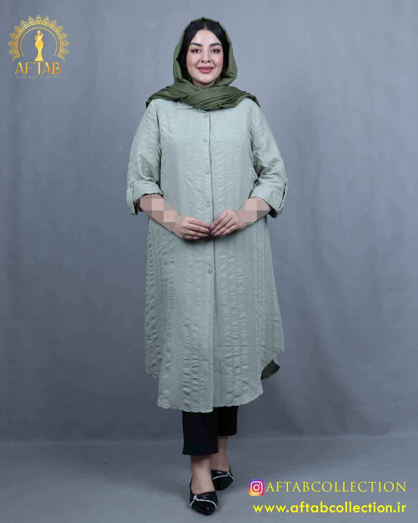 مانتو کوک دوزی بلند سایزبزرگ 5952