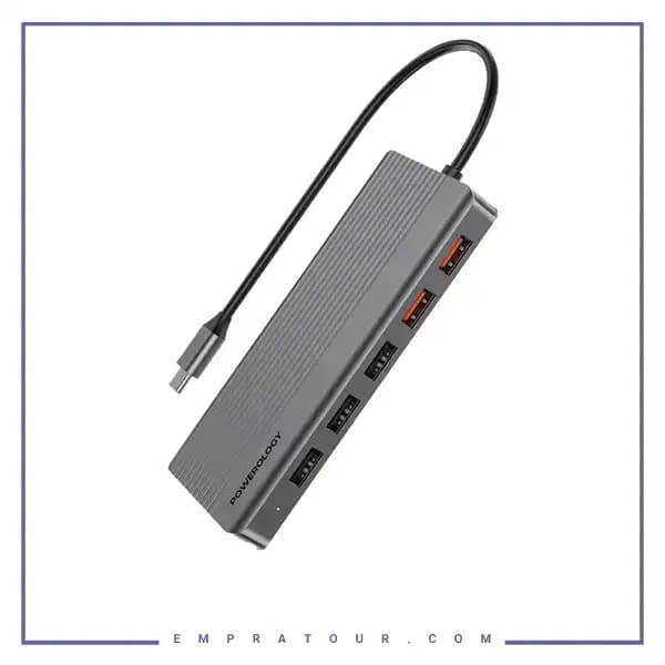 هاب تایپ سی 12 پورت آلومینیومی پاورولوژی P121HBCGY