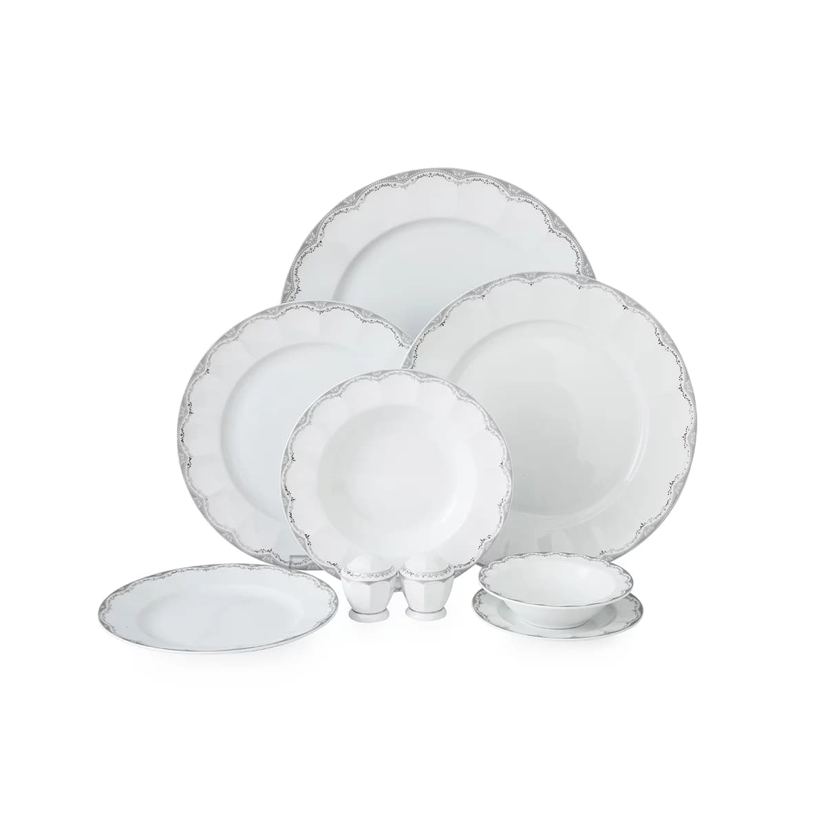 سرویس چینی زرین 6 نفره غذاخوری النور پلاتینی (29 پارچه)