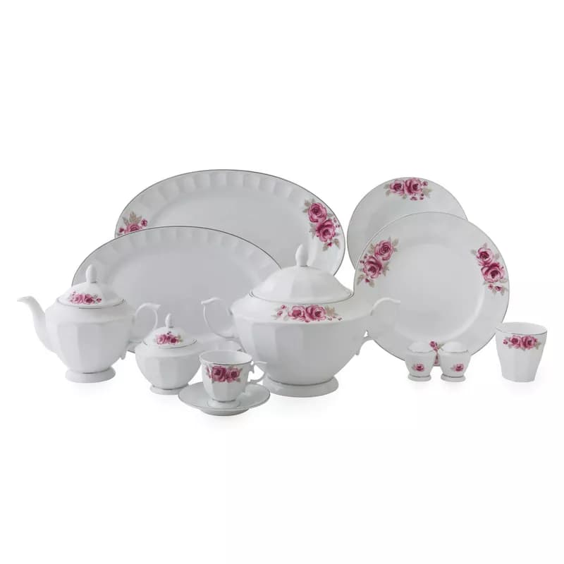 سرویس چینی زرین 12 نفره کامل رز گاردن (103 پارچه)