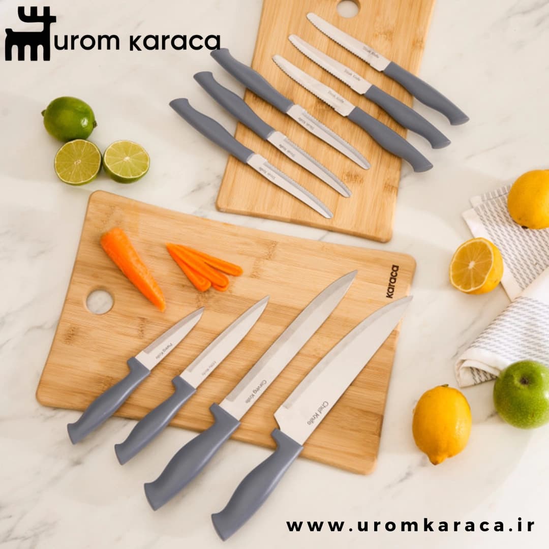 سرویس چاقو ۱۰ پارچه کاراجا Apricot Strong طوسی