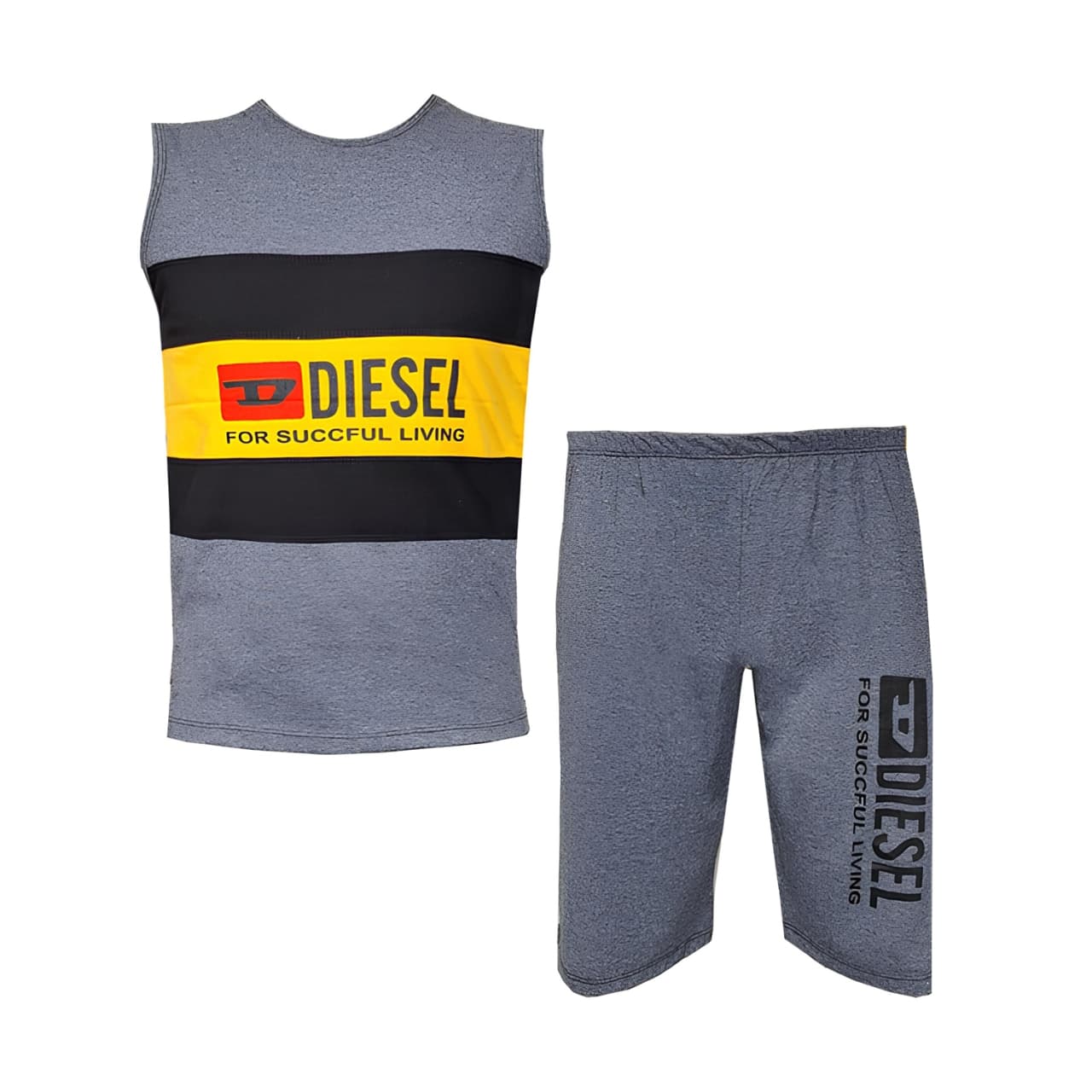 ست تاپ و شلوارک مردانه مدل DD کد 1546 رنگ زرد