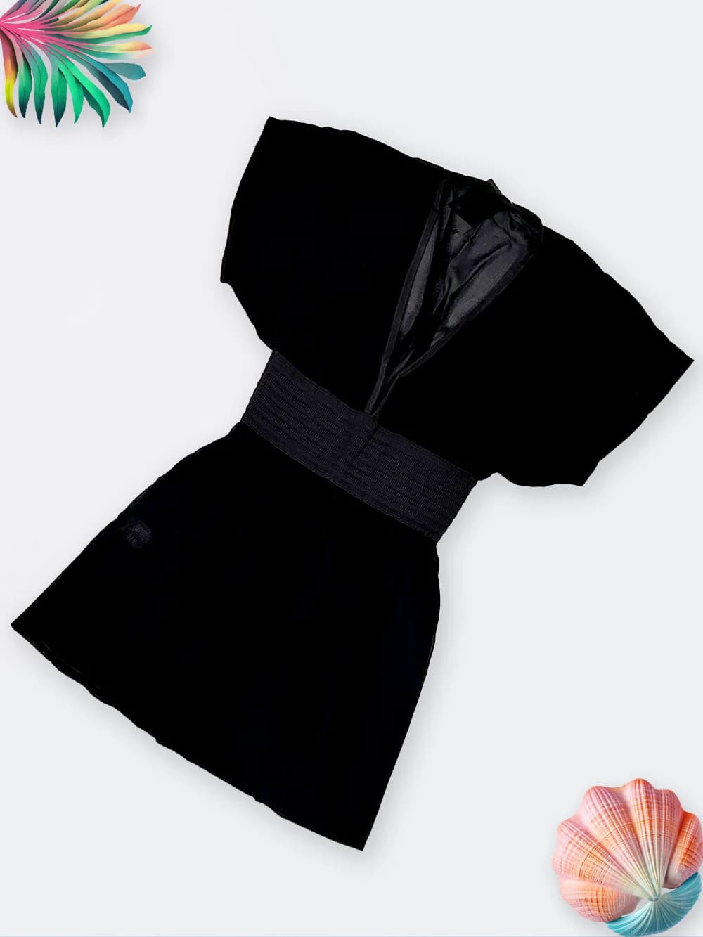 رومایویی زنانه حریر رو لباسی ( کاور مایو ) مشکی رنگ H & M بصورت استین کوتاه