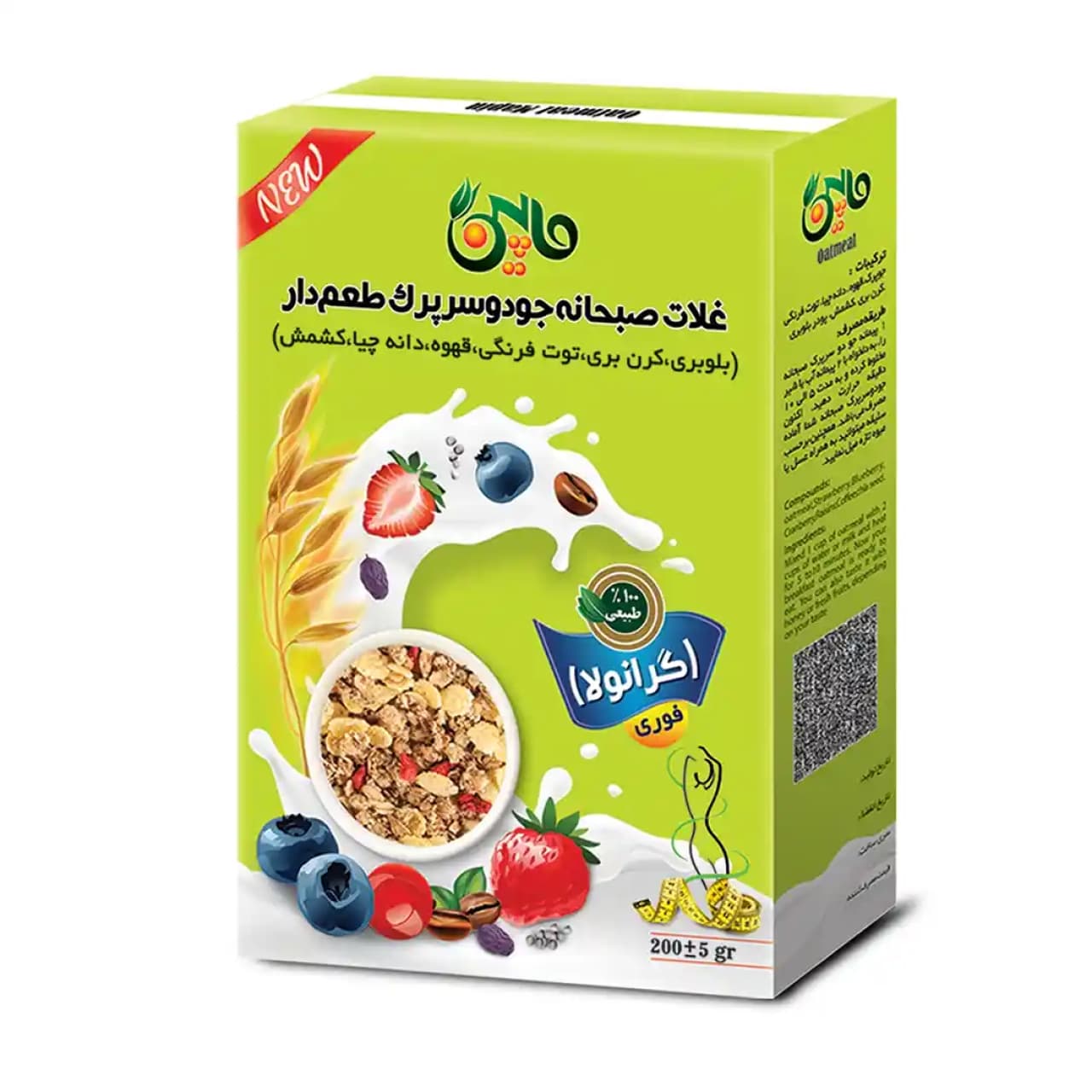 گرانولا رژیمی فاقد شکر ماپین حجم 200 گرمی