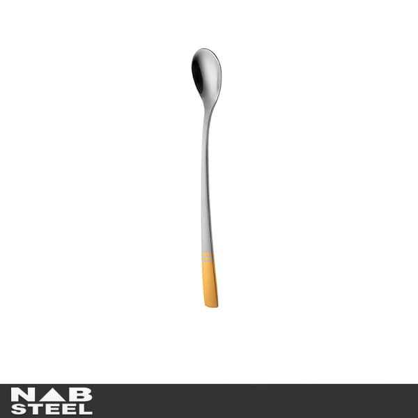 قاشق شربت خوری 6 نفره ناب استیل طرح فلورانس دور طلایی (6 پارچه)