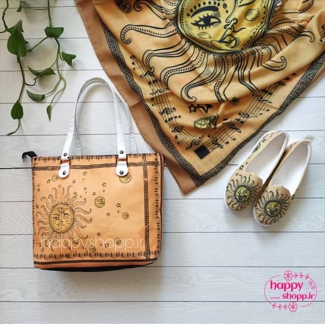 ست سه تکه کیف و کفش و روسری طرح خورشید