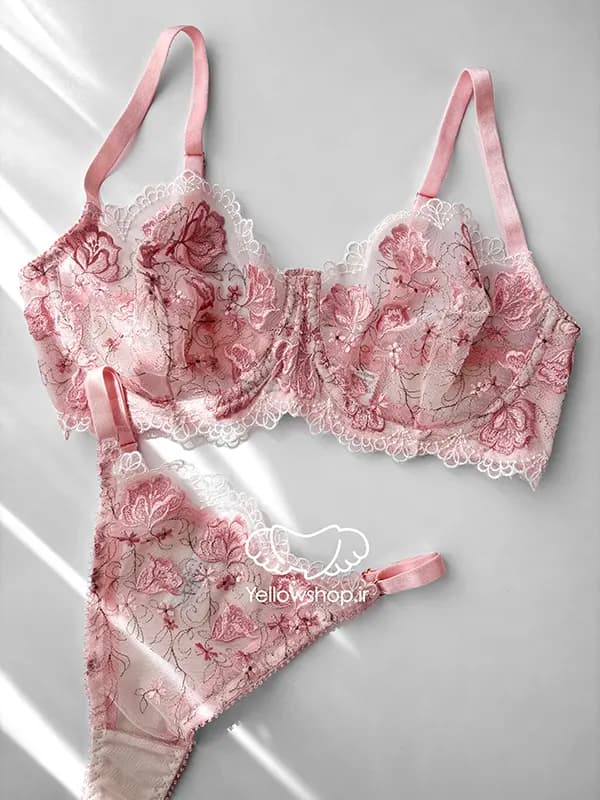 ست گیپوری توری صورتی ژینا کد 25111