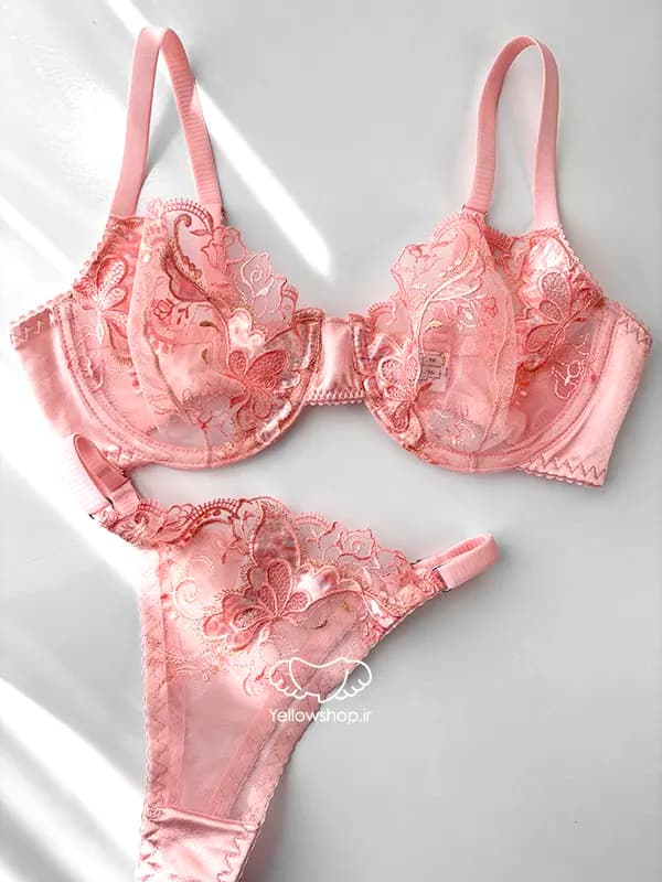 ست گیپوری فنردار ژینا رنگ صورتی کاپ سی کد 25189