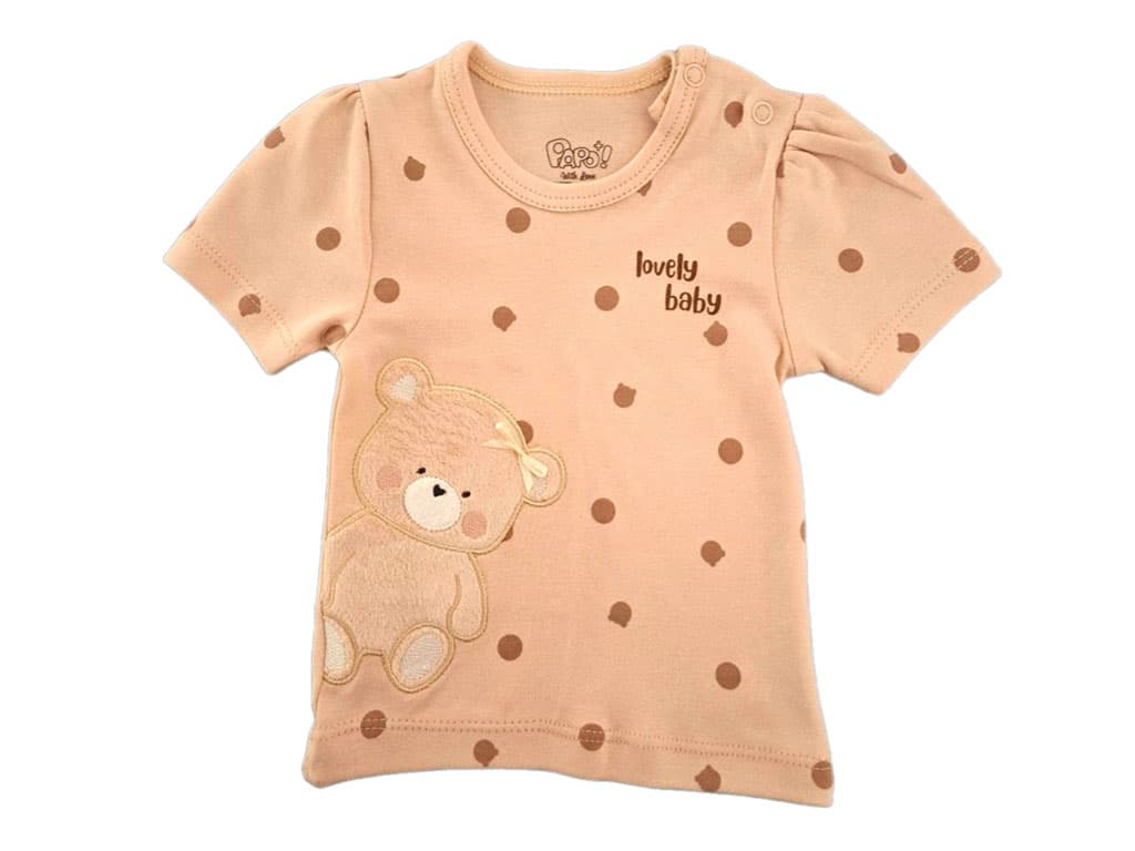 بلوز آستین کوتاه دخترانه نوزادی طرح میشا پاپو papo