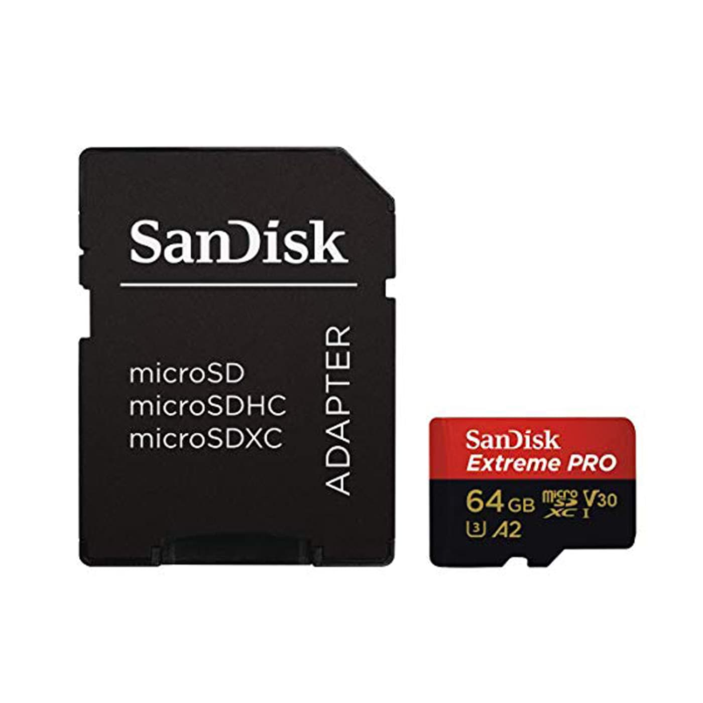 کارت حافظه microSDXC سن دیسک مدل Extreme PRO A2 کلاس 10 استاندارد UHS-I سرعت 200MBps ظرفیت 64 گیگابایت به همراه آداپتور SD