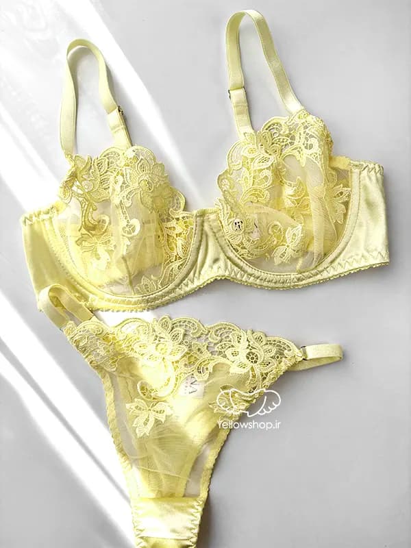 ست گیپوری فنردار ژینا رنگ زرد کاپ سی کد 25131