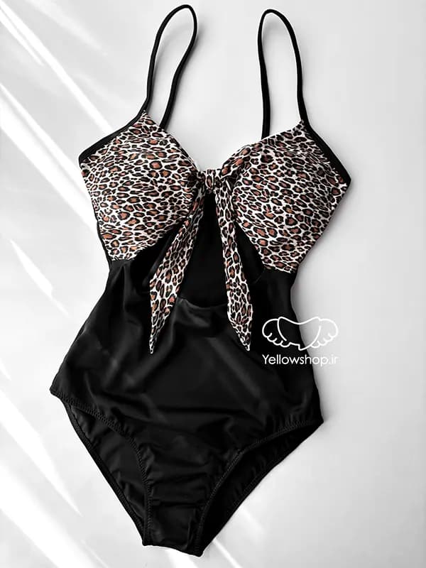 مایو یکسره زنانه بادی فرم دهنده مشکی پلنگی 27160