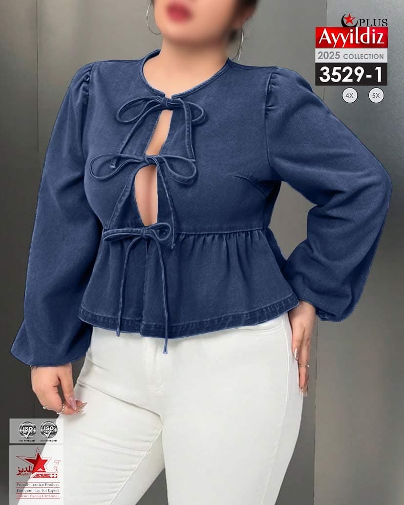 شومیز لی شسته جلو گرهی زنانه کد 3529