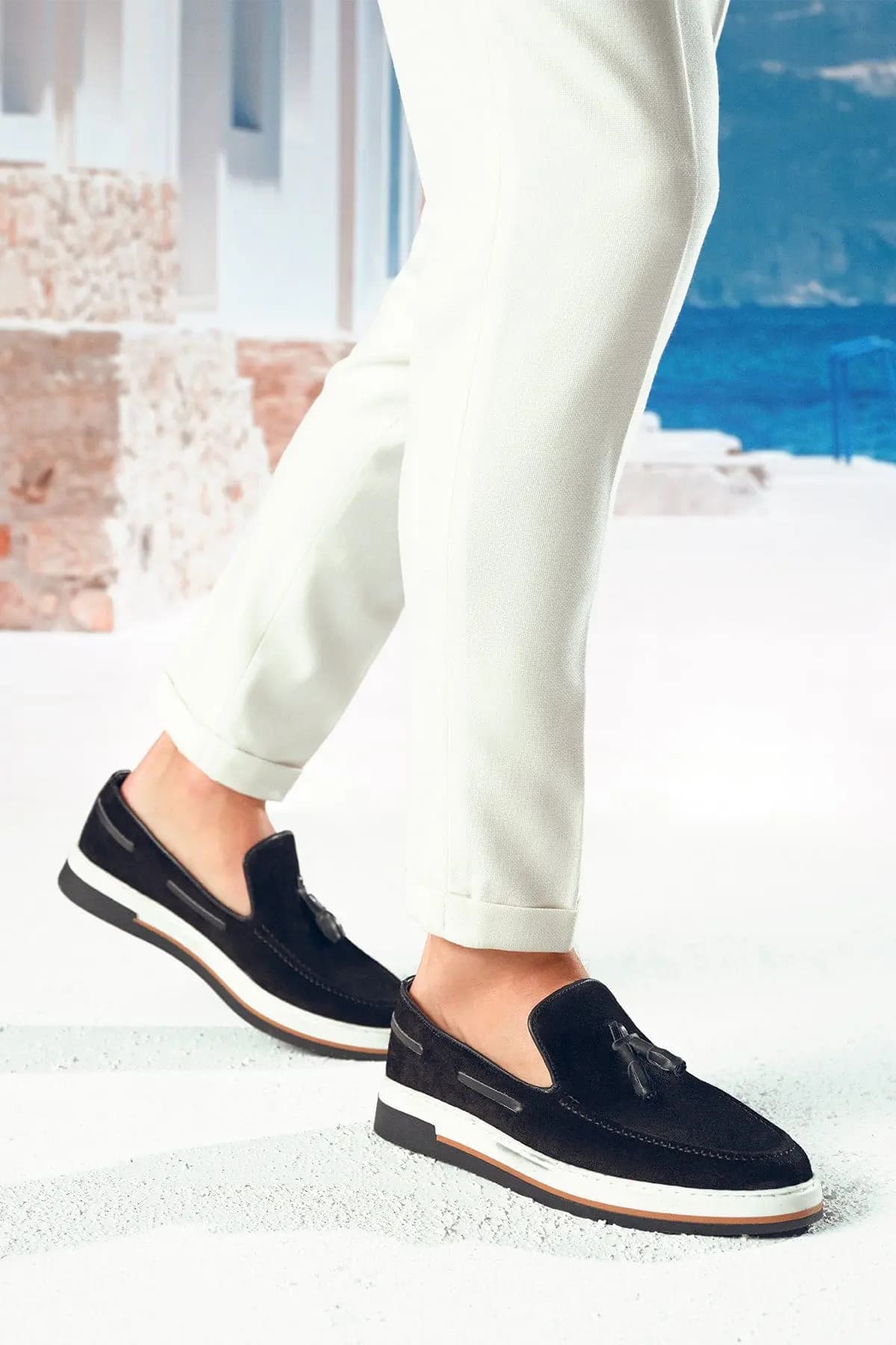 کفش راحتی چرم جیر مشکی مردانه دری مد