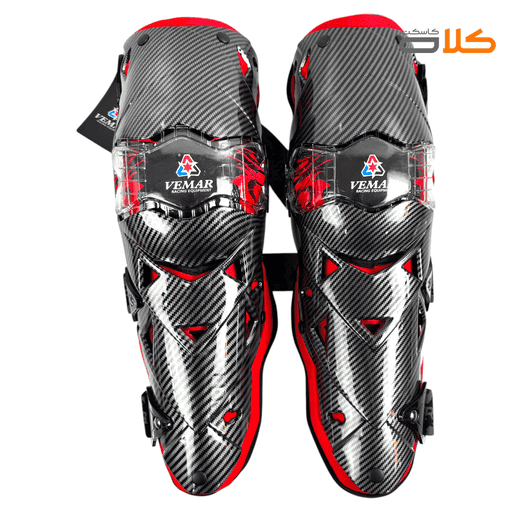 زانوبند لولایی موتورسواری ویمار طرح کربن VEMAR