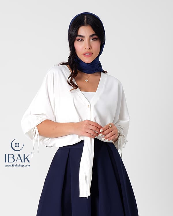 شومیز زنانه یقه هفت جلو گره بوهو ibk