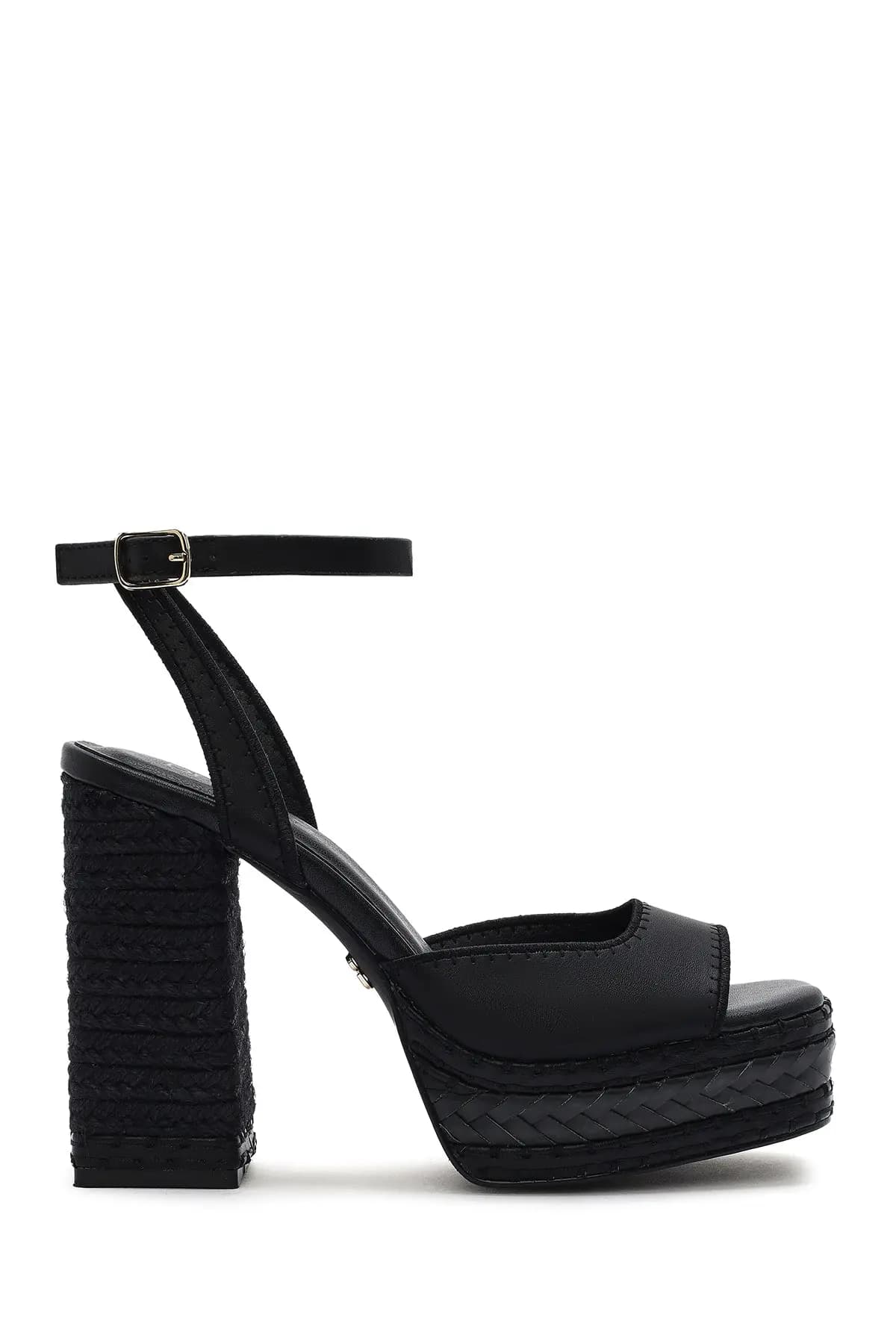 صندل زنانه مشکی پلتفرم پاشنه ضخیم بلند بنددار دری مد