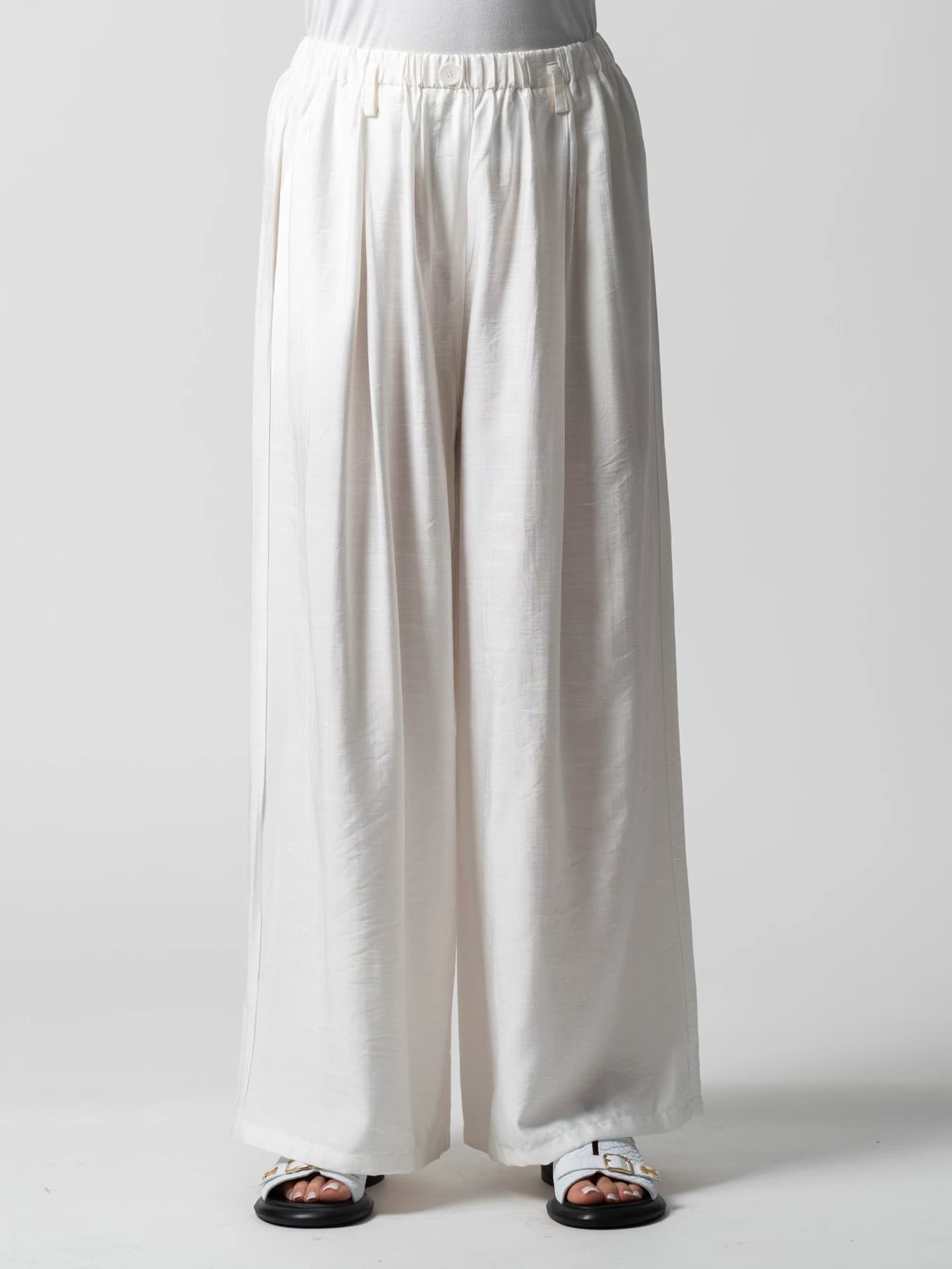 شلوار سفید زنانه کمرکش ساده