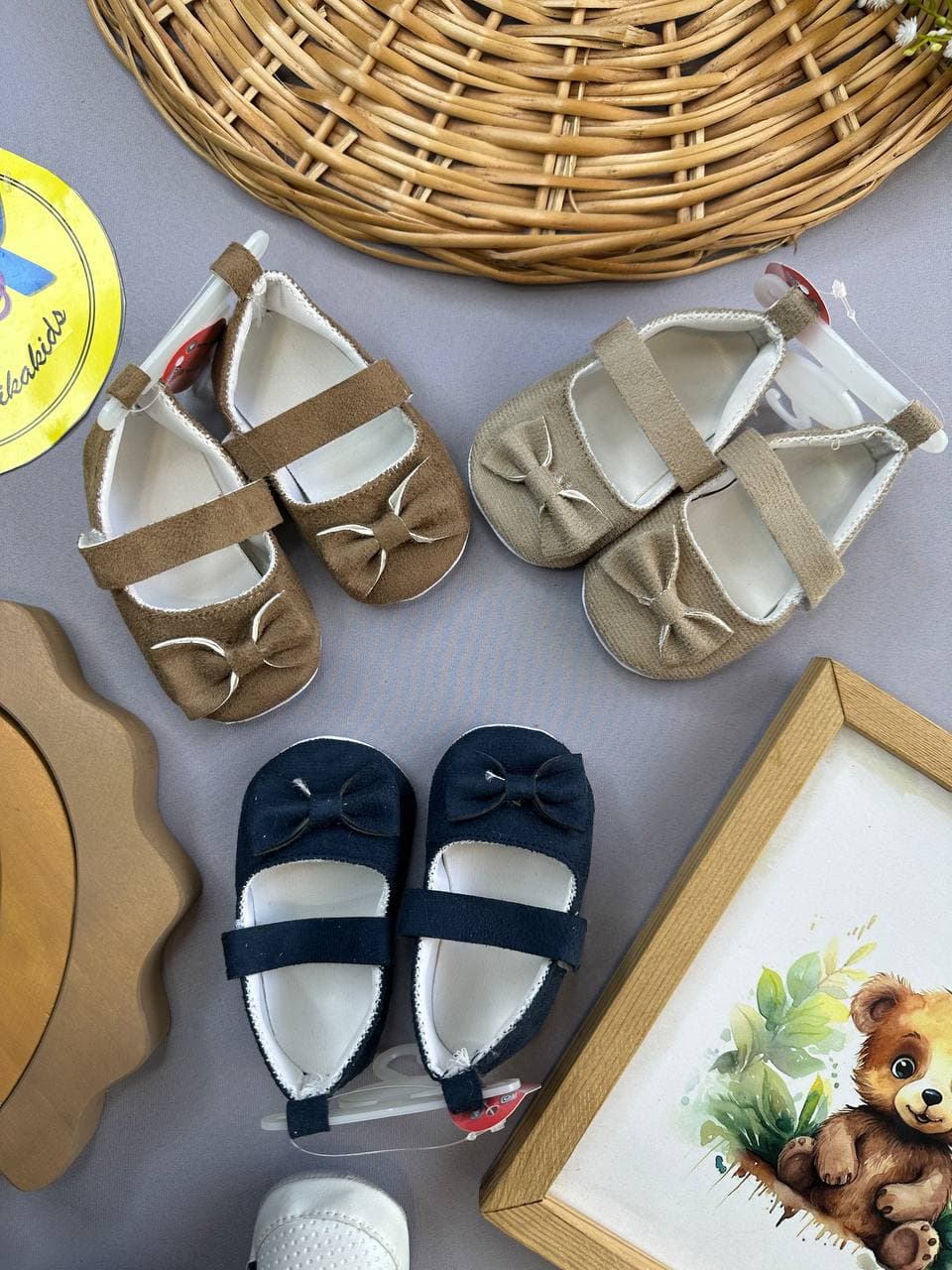 پاپوش طرح بندی پاپیون دار نوزادی و کودک کد 72021