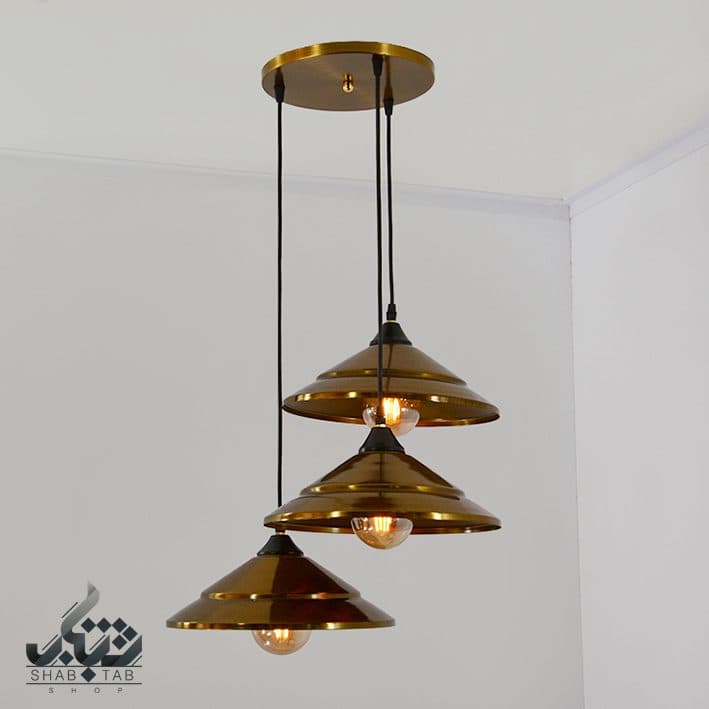 لوستر مدرن طبق سه شعله کد 1250 آنتیک SHJ – سرپیچ E27