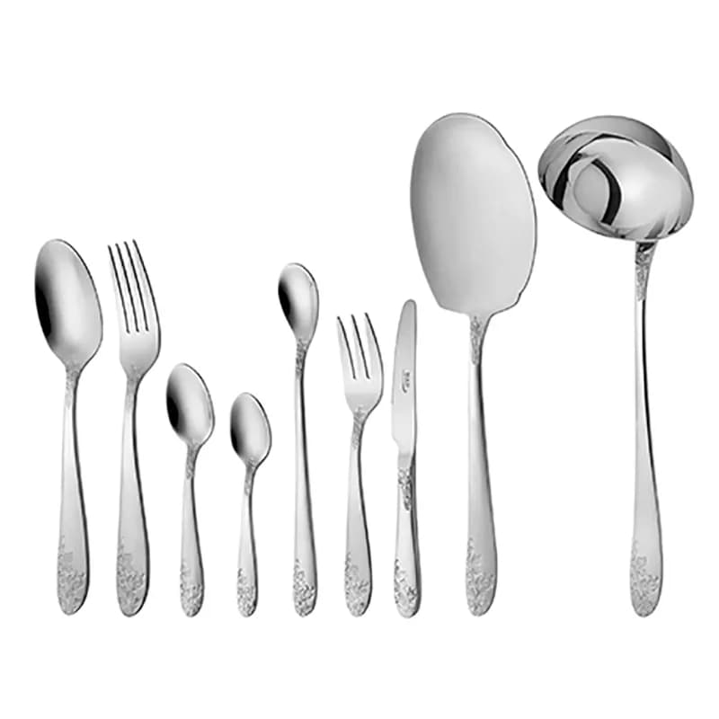 سرویس قاشق و چنگال 12 نفره ناب استیل طرح امپریال استیل براق (57 پارچه)