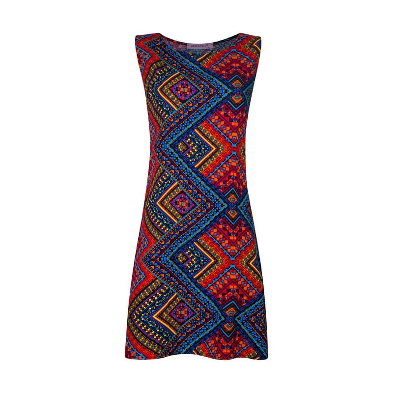 پیراهن زنانه افراتین مدل گلیم ترکمن رنگ قرمز