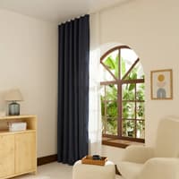 پرده فن کتان کاشمیرهوم پرلا سرمه ای 270×۱۵۰ سانتیمتر