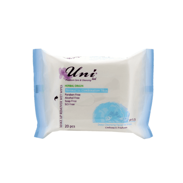 دستمال مرطوب پاک کننده آرایش یونی لد مخصوص پوست مختلط و نرمال 20 برگی