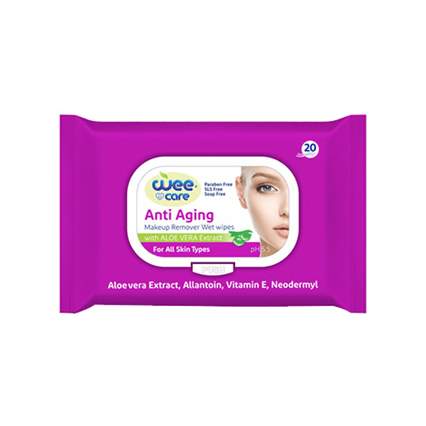 دستمال مرطوب پاک کننده آرایش وی کر ضد پیری بسته 20 عددی