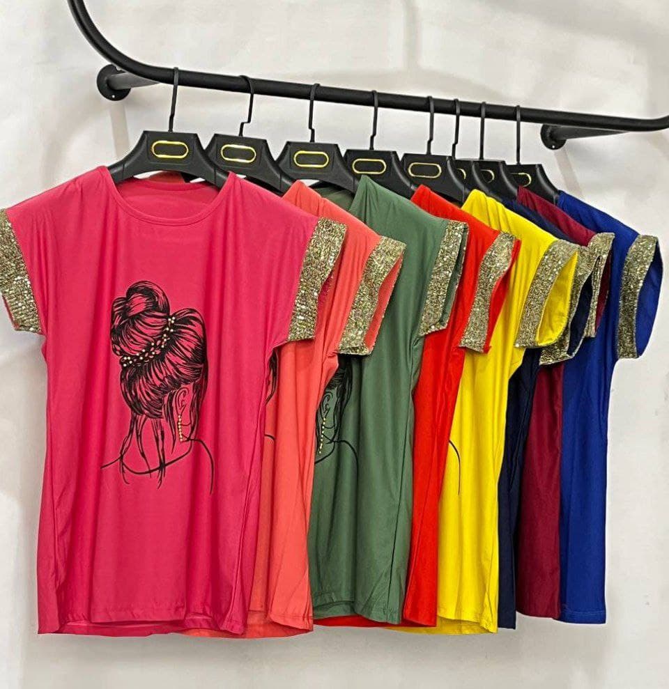 تیشرت گوشواره نگینی کد 7543