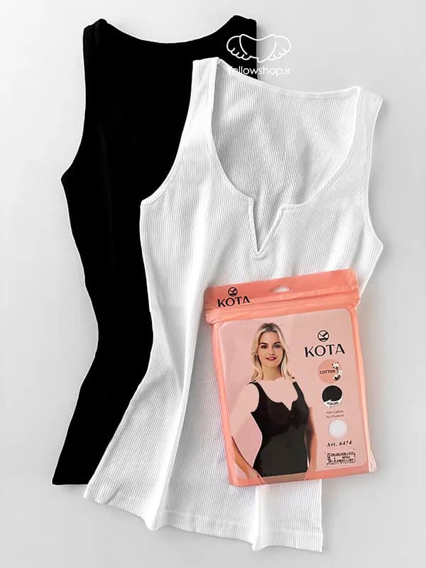 تاپ نخ پنبه رکابی یقه هفتی زنانه KOTA کبریتی کد 27162
