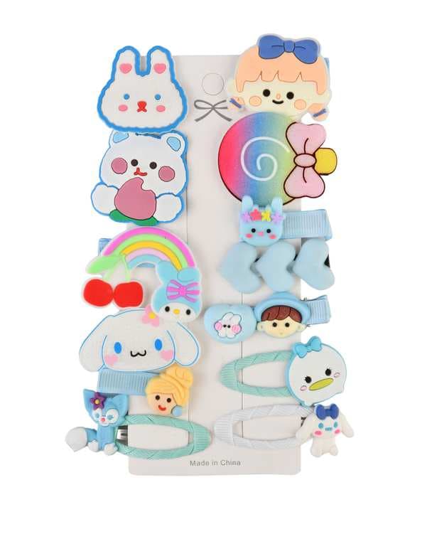 گیره مو دخترانه آبی دلربا بسته 12 عددی