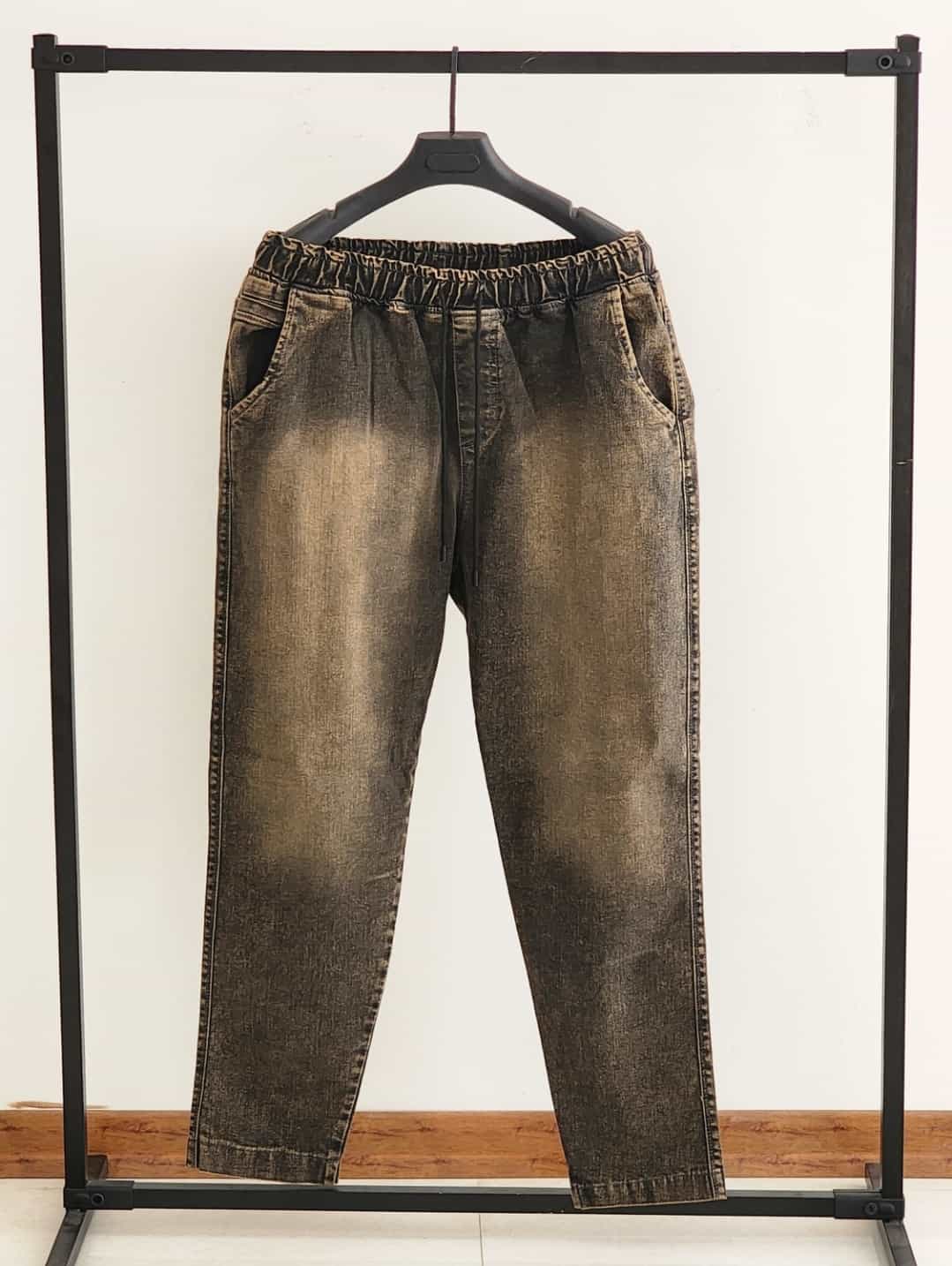 شلوار سایز بزرگ جین کمرکش گازوئیلی کد 2206