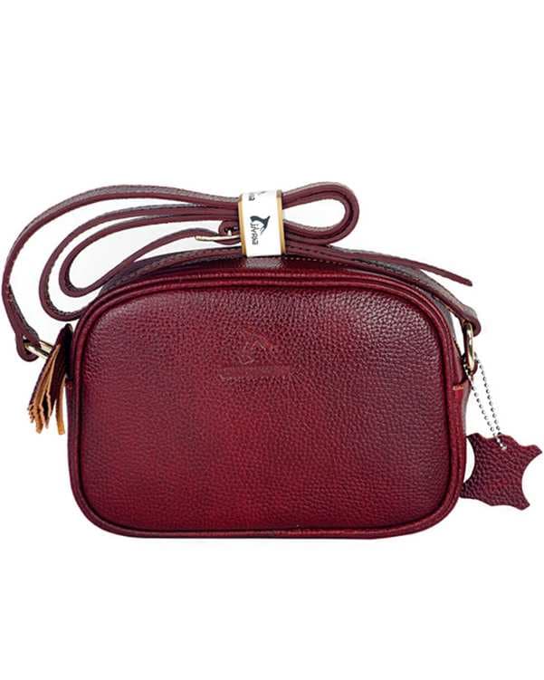 کیف چرم زنانه رودوشی زرشکی چرم بارز Charm Barez مدل DG80.1