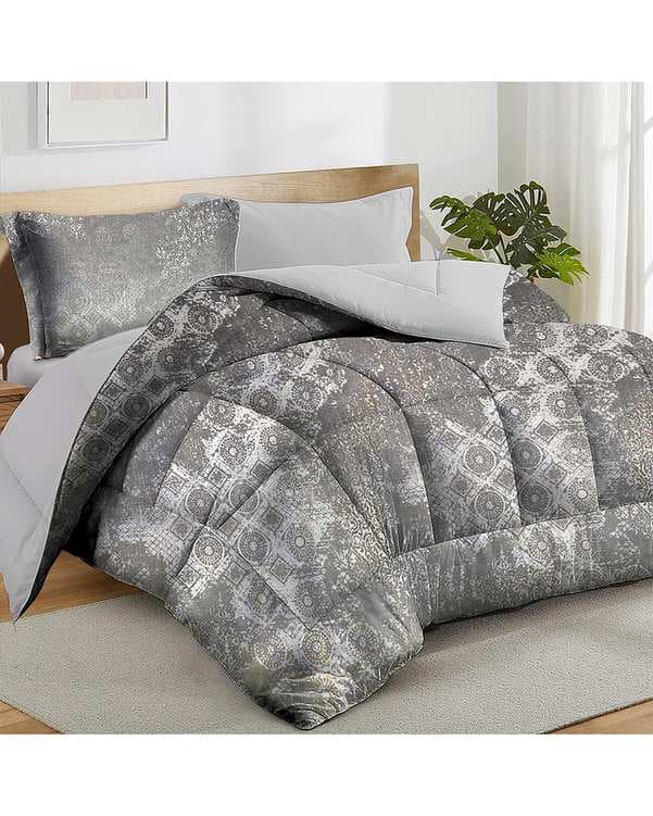 سرویس لحاف روتختی دو نفره 8 تکه طوسی فیلی نوپه هوم Nopehome طرح مخمل شانل طلاکوب اکسترا کد MLSD