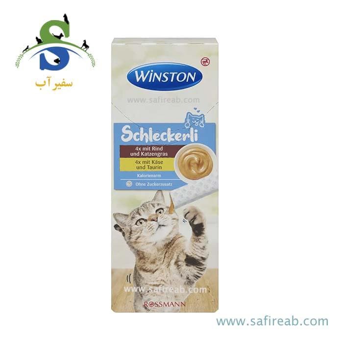 بستنی گربه وینستون با طعم گوشت گاو و کت نیپ + پنیر و تورین (۱ و ۸ عددی)