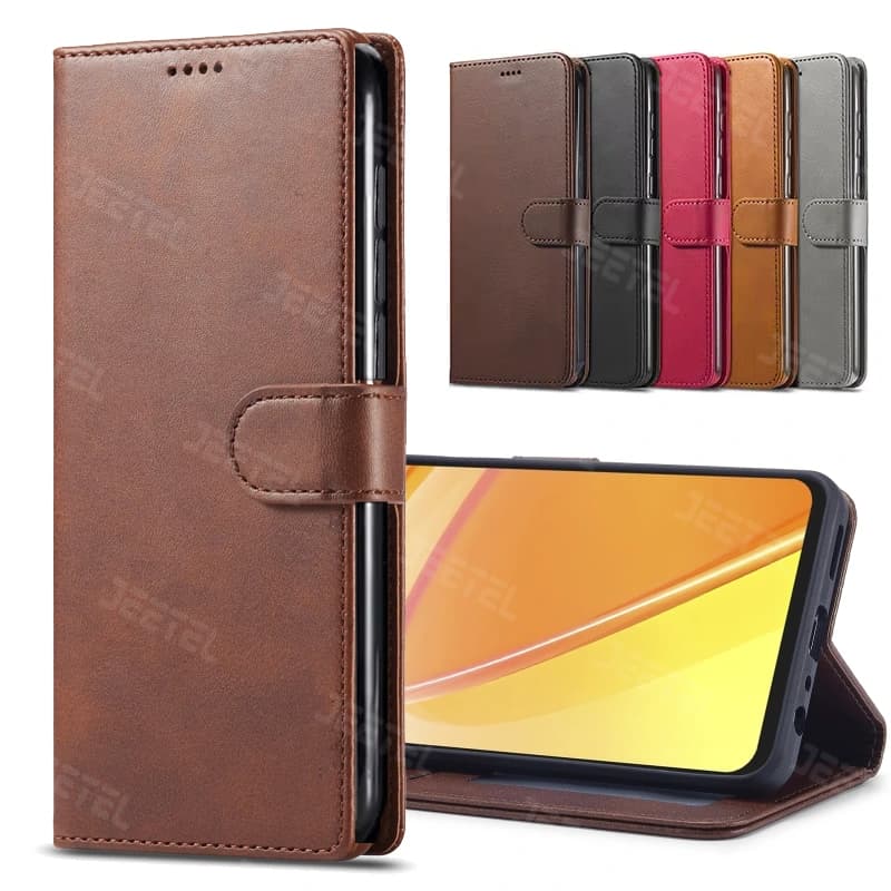 کیف چرمی Xiaomi MI 11 Lite مدل لپ تاپی جاکارتی دار (محافظ لنزدار)