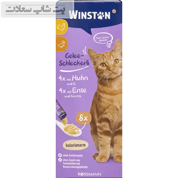 بستنی گربه وینستون با طعم مرغ و اردک Winston Schleckerli Chicken & Duck بسته 8 عددی