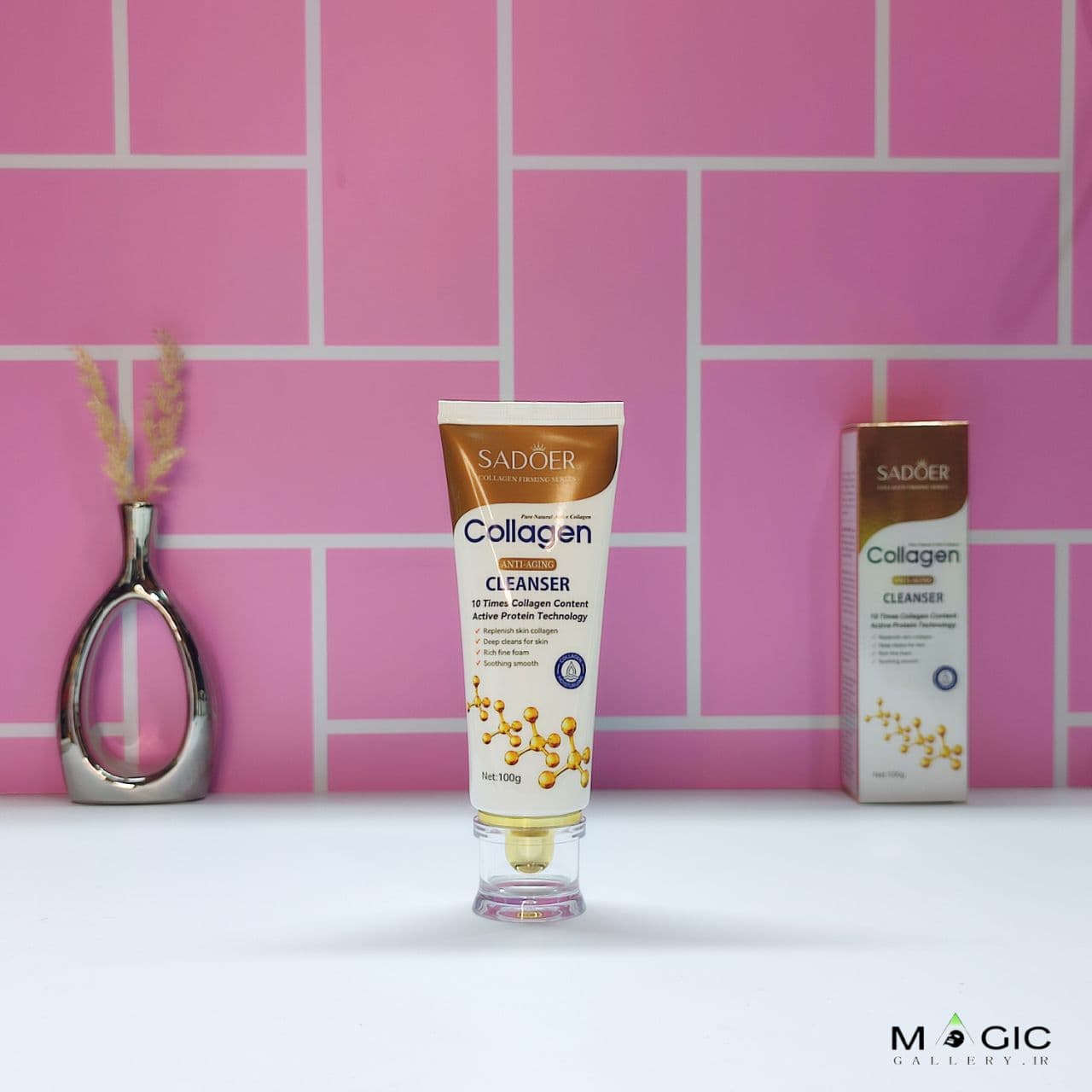 فوم شستشوی کلاژن سادور حجم ۱۰۰ گرم پاکسازی عمیق و جوانسازی پوست Collagen Cleanser Sadoer 100g 