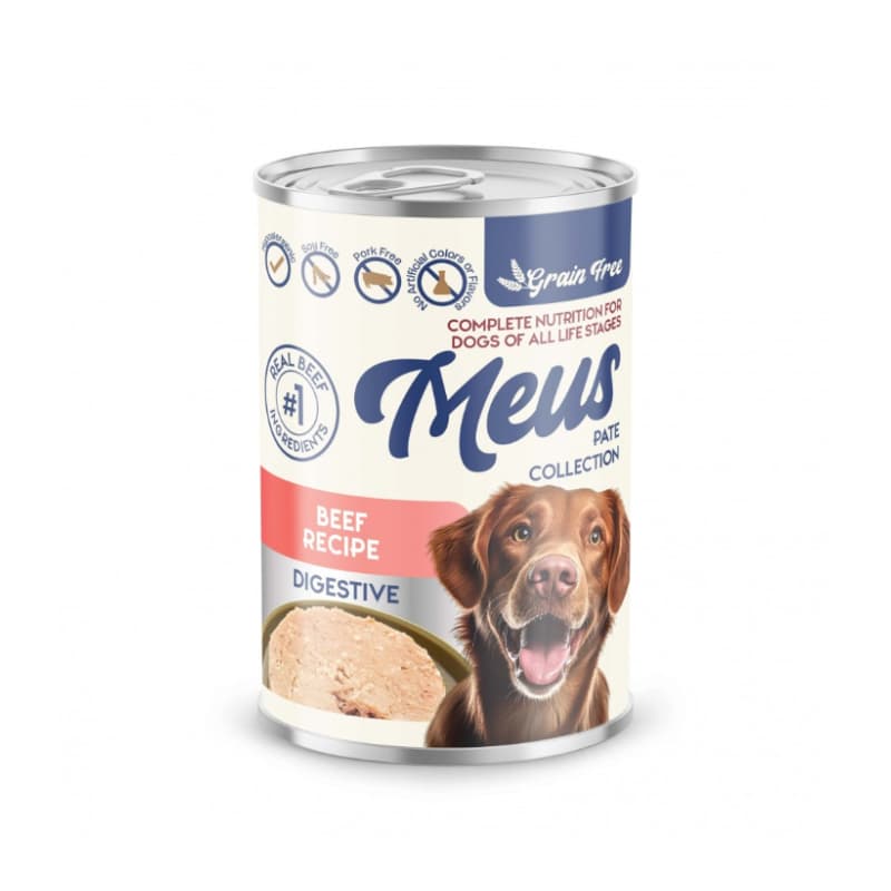 کنسرو غذای سگ مئوس مناسب سلامت دستگاه گوارش با طعم گوشت وزن 400 گرم