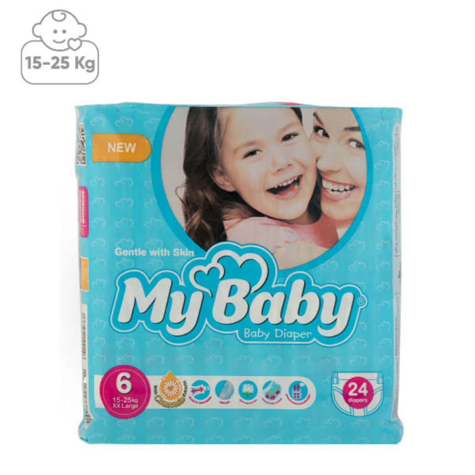 پوشک بچه سری بابونه سایز 6 خیلی خیلی بزرگ مای بیبی 24 عددی