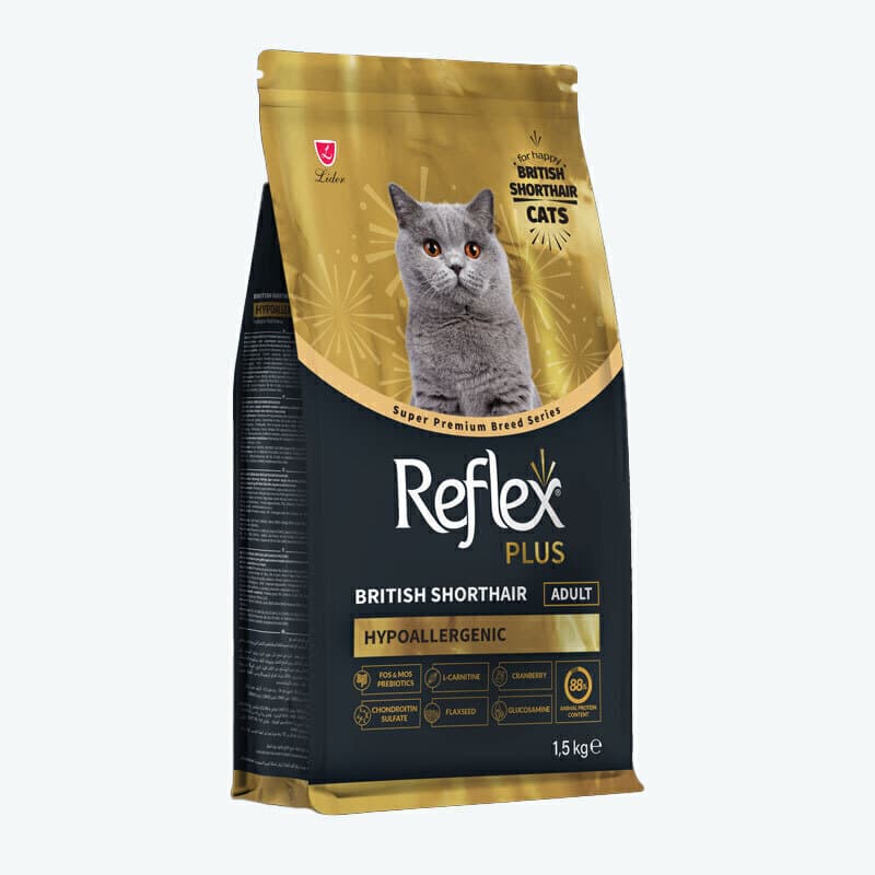 غذای خشک گربه بریتیش بالغ رفلکس پلاس وزن 1.5 کیلوگرم