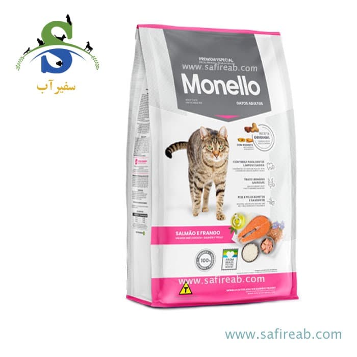 خرید غذای خشک گربه مونلو میکس با طعم سالمون و مرغ 15 کیلوگرم