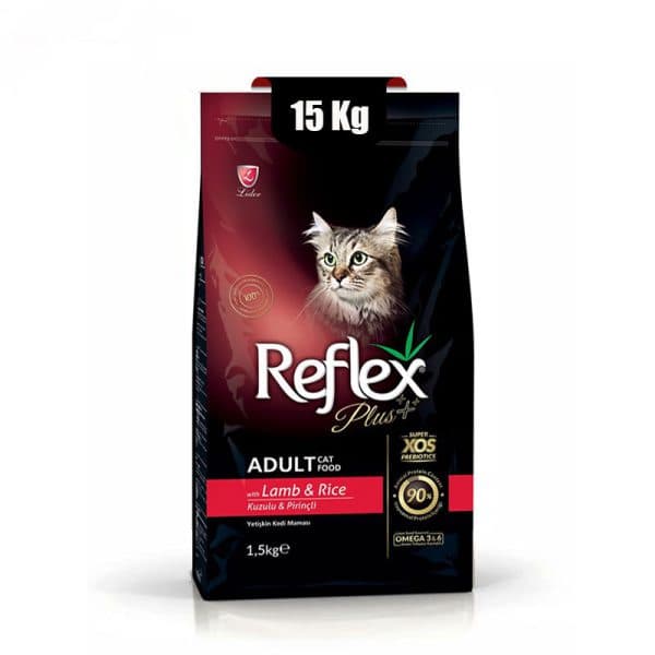 غذای خشک گربه رفلکس پلاس با طعم گوشت بره (Reflex Adult Cat With Lamb & Rice) وزن 15 کیلوگرم