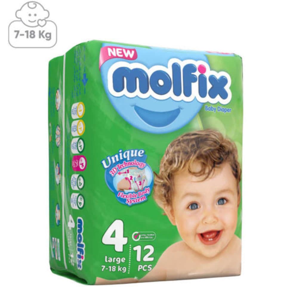 پوشک بچه سایز 4 بزرگ مولفیکس 12 عددی