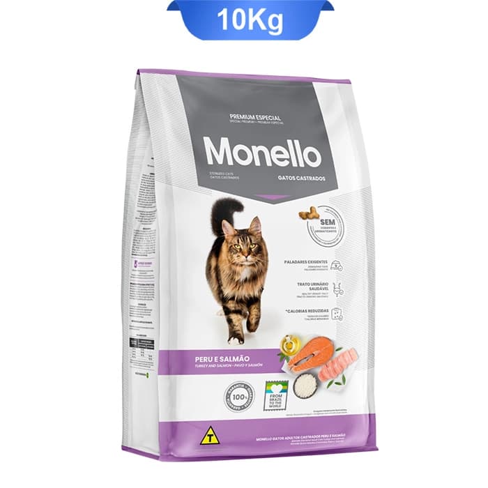 غذای خشک مونلو استرلایزد گربه عقیم شده طعم ماهی سالمون و بوقلمون وزن 10 کیلوگرم Monello Sterillised