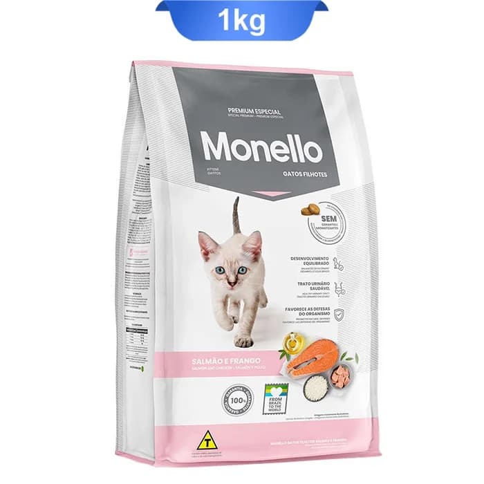 غذای خشک بچه گربه طعم مرغ و ماهی سالمون مدل کیتن مونلو (Monello Kitten) وزن 1 کیلوگرم(بسته بندی اصلی)