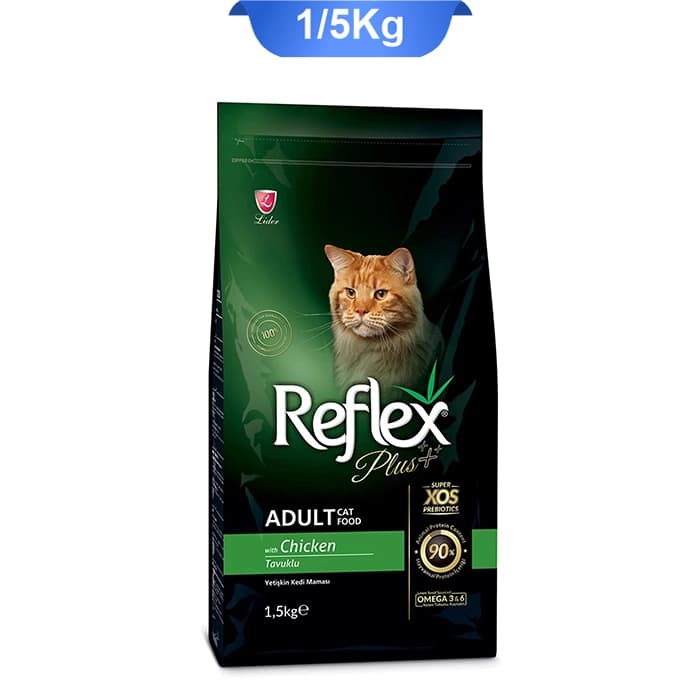 غذای خشک گربه رفلکس پلاس بالغ طعم مرغ (chicken Reflex)وزن 1/5کیلوگرم